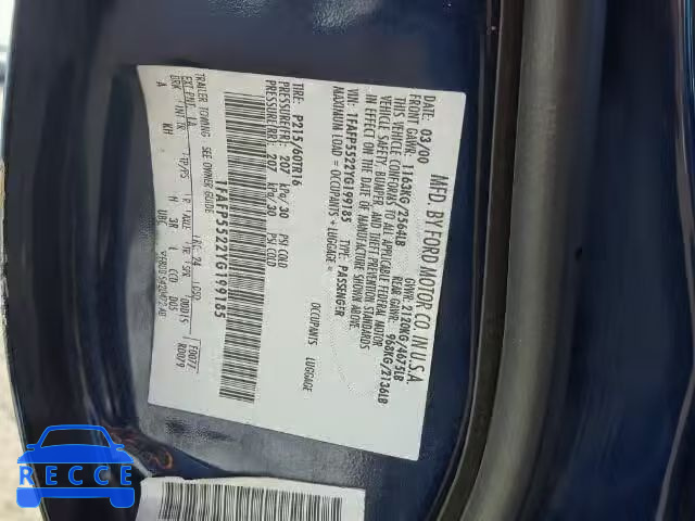 2000 FORD TAURUS SES 1FAFP5522YG199185 image 9