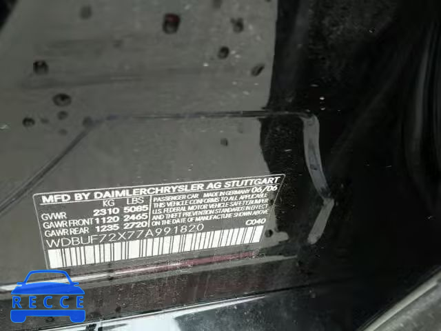 2007 MERCEDES-BENZ E550 WDBUF72X77A991820 зображення 9