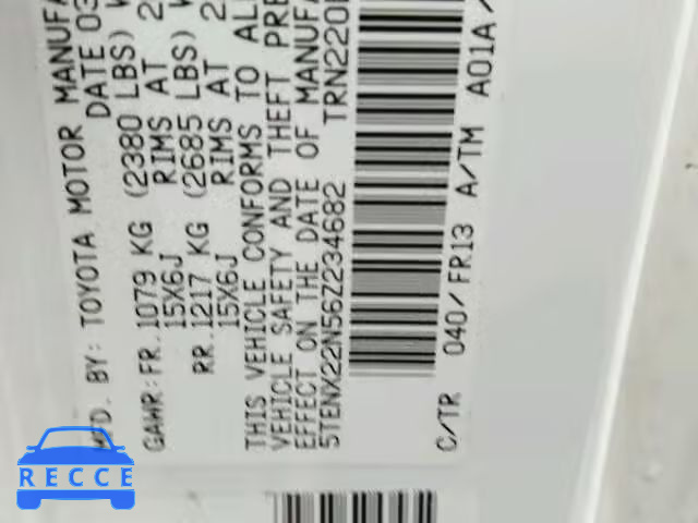 2006 TOYOTA TACOMA 5TENX22N56Z234682 image 9