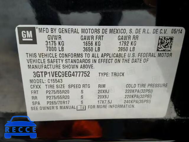 2014 GMC SIERRA C15 3GTP1VEC9EG477752 image 9