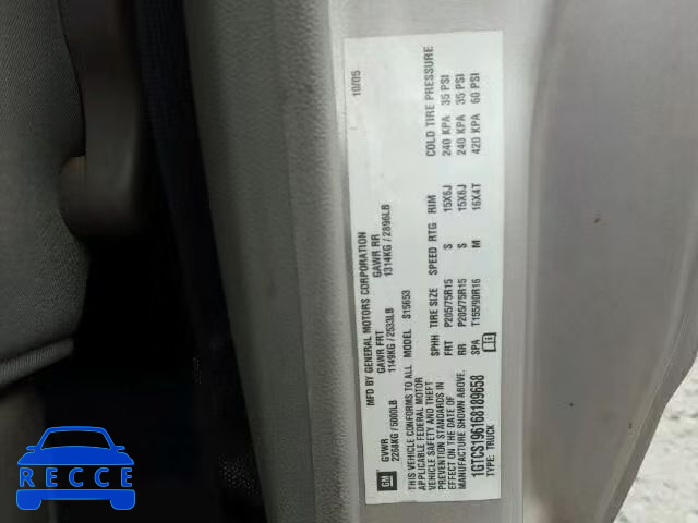 2006 GMC CANYON 1GTCS196168189658 image 9