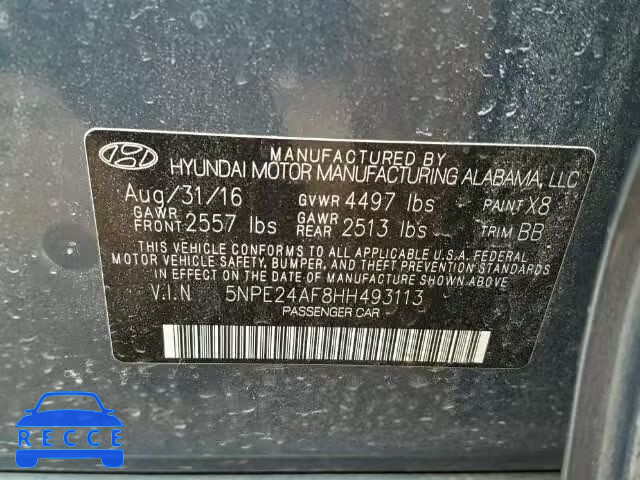 2017 HYUNDAI SONATA SE 5NPE24AF8HH493113 image 9