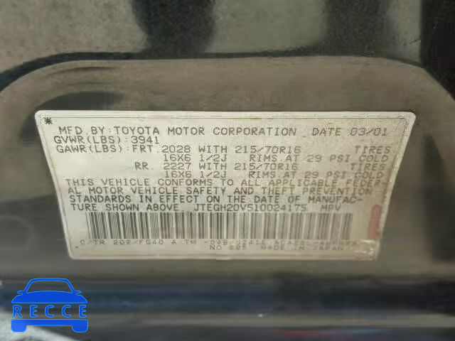 2001 TOYOTA RAV4 JTEGH20V510024175 image 9