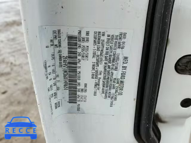 2006 FORD CROWN VIC 2FAFP71W36X149651 зображення 9