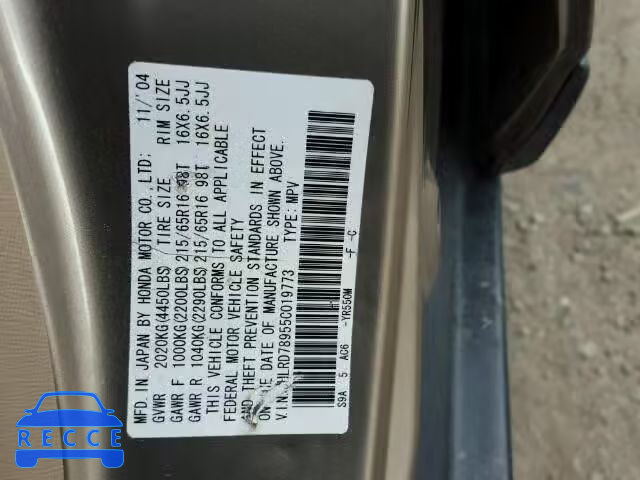 2005 HONDA CR-V SE JHLRD78955C019773 image 9