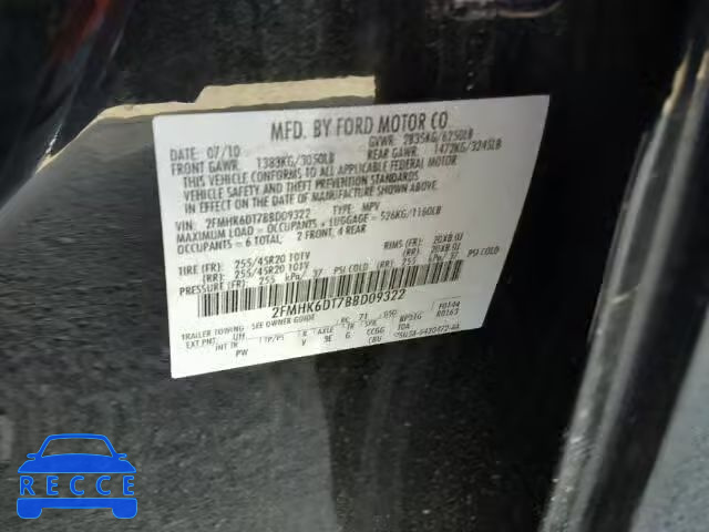 2011 FORD FLEX LIMIT 2FMHK6DT7BBD09322 image 9