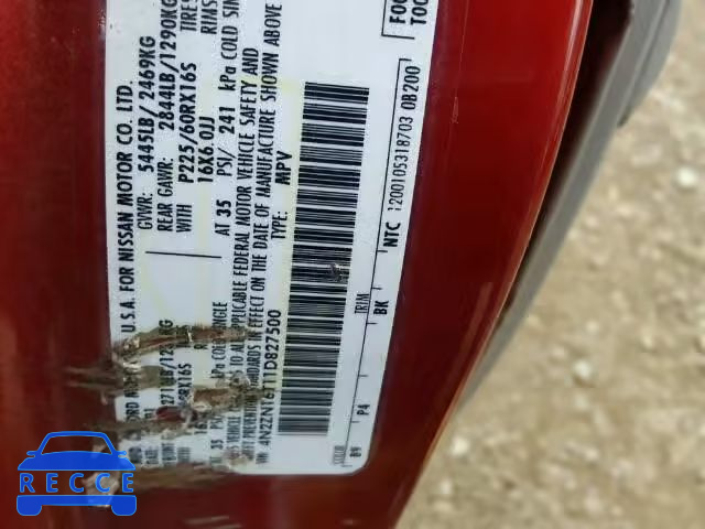 2001 NISSAN QUEST SE 4N2ZN16T11D827500 image 9