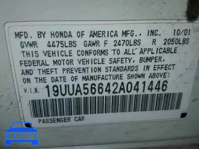 2002 ACURA 3.2 TL 19UUA56642A041446 image 9