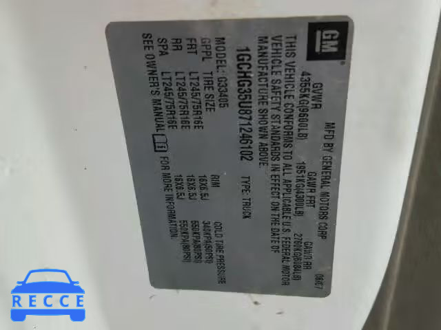 2007 CHEVROLET EXPRESS G3 1GCHG35U871246102 image 9