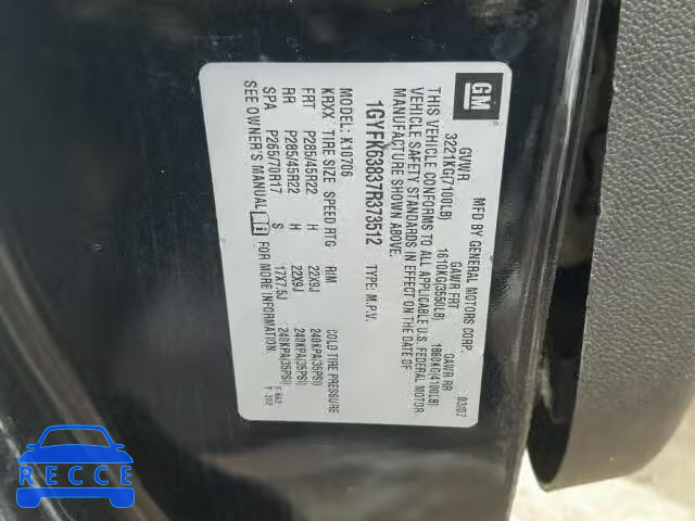 2007 CADILLAC ESCALADE L 1GYFK63837R373512 Bild 9