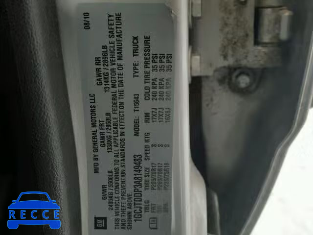 2010 CHEVROLET COLORADO L 1GCJTDDP3A8149483 image 9