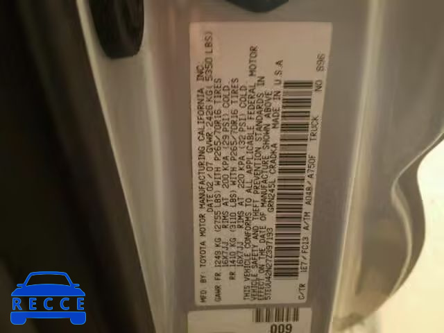 2007 TOYOTA TACOMA ACCESS CAB 5TEUU42N27Z397193 image 9