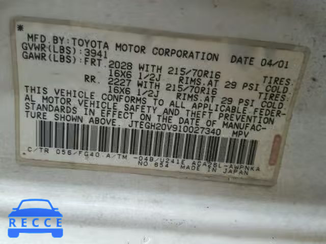 2001 TOYOTA RAV4 JTEGH20V910027340 image 9