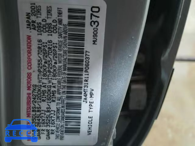 2001 MITSUBISHI MONTERO SP JA4MT31R11P060377 image 9