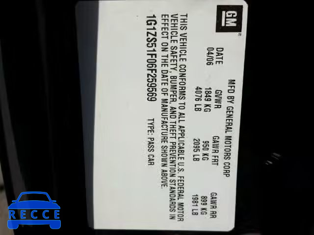 2006 CHEVROLET MALIBU LS 1G1ZS51F06F259569 image 9
