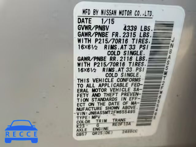 2015 NISSAN ROGUE SELE JN8AS5MT2FW655495 image 9