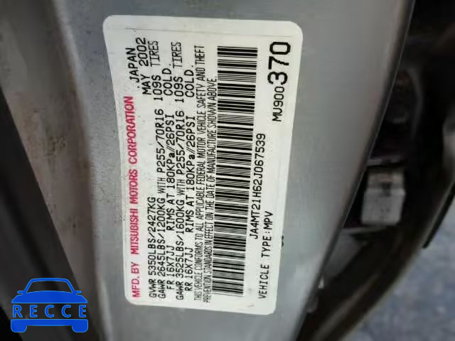 2002 MITSUBISHI MONTERO SP JA4MT21H62J067539 image 9