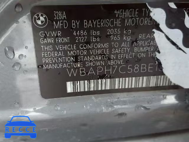 2011 BMW 328I WBAPH7C58BE130991 зображення 9