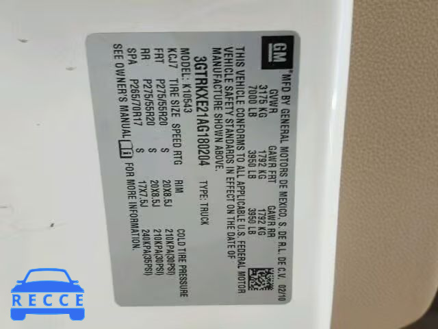 2010 GMC SIERRA K15 3GTRKXE21AG180204 image 9