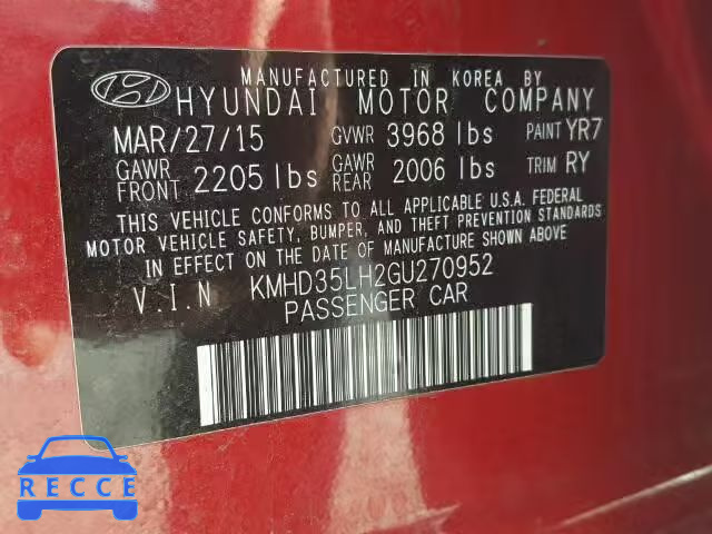 2016 HYUNDAI ELANTRA GT KMHD35LH2GU270952 image 9