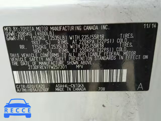 2015 TOYOTA RAV4 LIMIT 2T3DFREV7FW257301 image 9