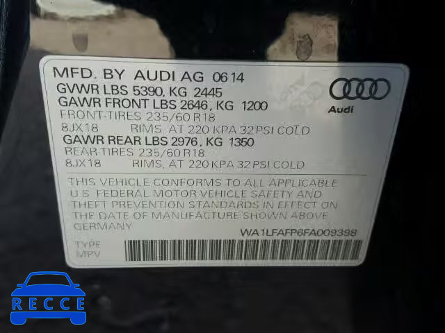 2015 AUDI Q5 PREMIUM WA1LFAFP6FA009398 image 9