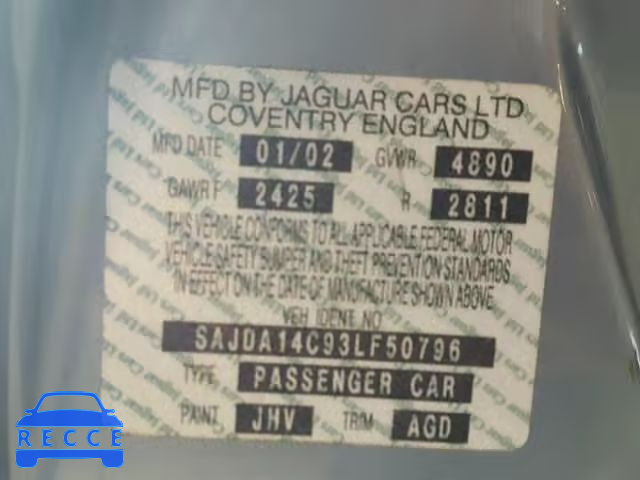 2003 JAGUAR XJ8 SAJDA14C93LF50796 зображення 9