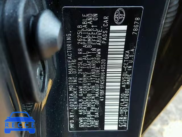 2017 TOYOTA CAMRY LE 4T1BF1FK5HU640520 image 9