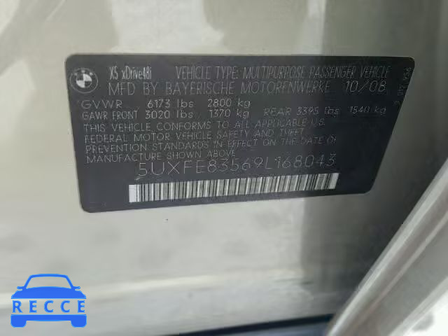 2009 BMW X5 XDRIVE4 5UXFE83569L168043 image 9