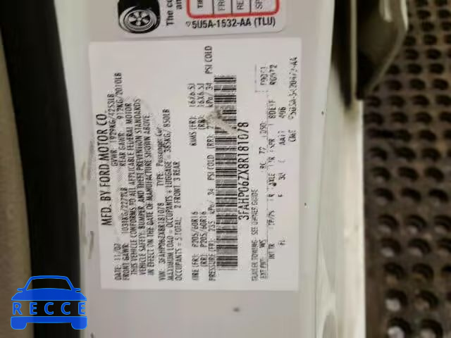 2008 FORD FUSION S 3FAHP06ZX8R181078 image 9