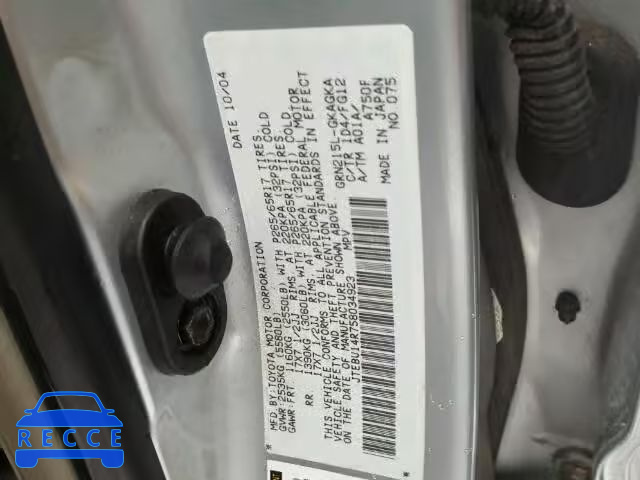 2005 TOYOTA 4RUNNER SR JTEBU14R758034923 image 9