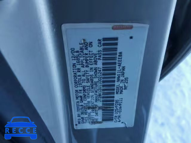 2001 TOYOTA PRIUS JT2BK12U110021247 зображення 9