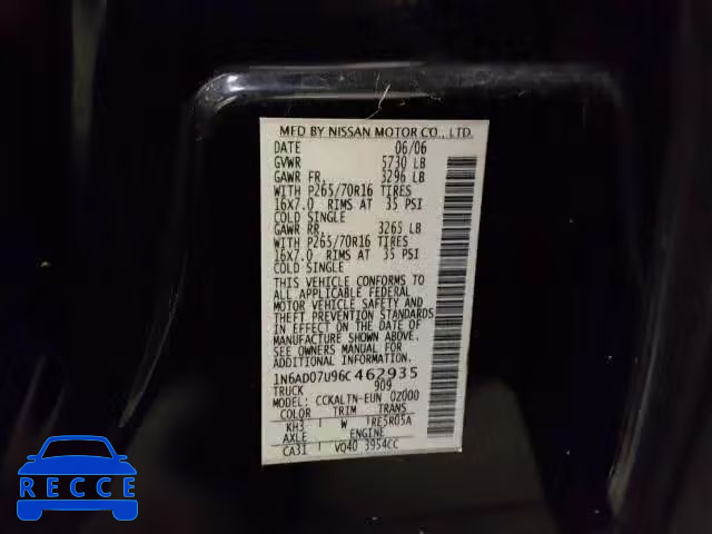 2006 NISSAN FRONTIER S 1N6AD07U96C462935 Bild 9