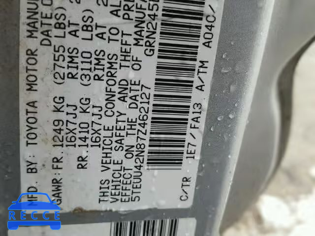 2007 TOYOTA TACOMA ACCESS CAB 5TEUU42N87Z462127 image 9