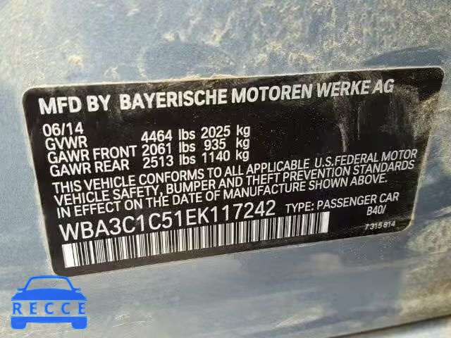 2014 BMW 328I SULEV WBA3C1C51EK117242 зображення 9