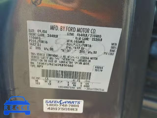 2005 FORD ESCAPE LIM 1FMYU94165KB50460 image 9