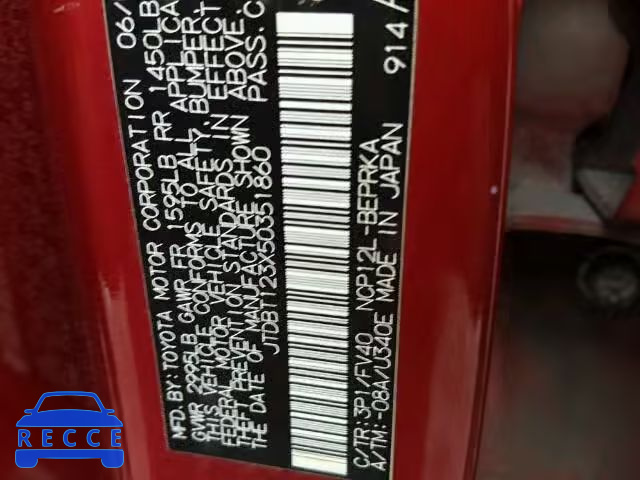 2005 TOYOTA ECHO JTDBT123X50351860 image 9