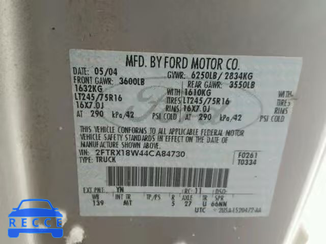 2004 FORD F150 HERIT 2FTRX18W44CA84730 image 9