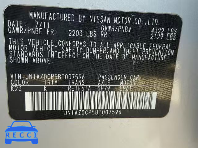 2011 NISSAN LEAF SV/SL JN1AZ0CP5BT007596 зображення 9