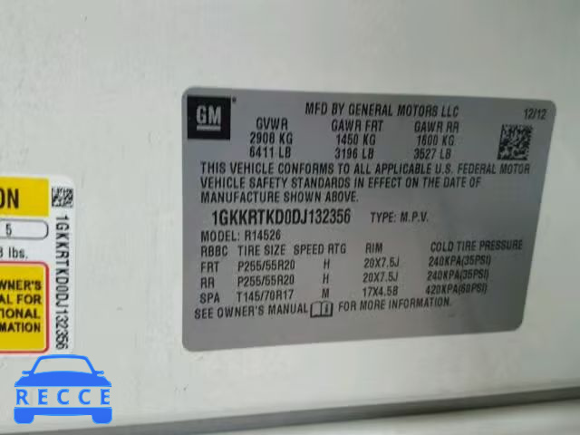 2013 GMC ACADIA DEN 1GKKRTKD0DJ132356 image 9