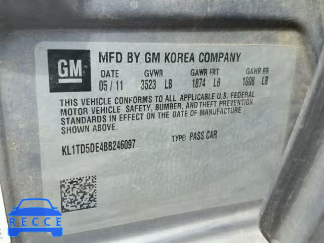 2011 CHEVROLET AVEO LS/LT KL1TD5DE4BB246097 image 9