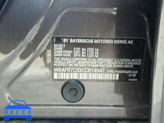 2012 BMW 535I WBAFR7C5XCC814947 image 9