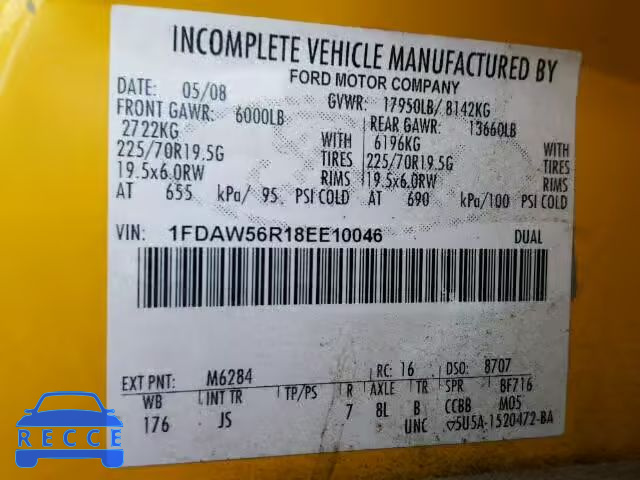 2008 FORD F550 SUPER 1FDAW56R18EE10046 image 9