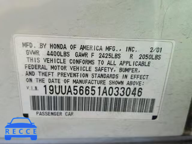 2001 ACURA 3.2 TL 19UUA56651A033046 image 9