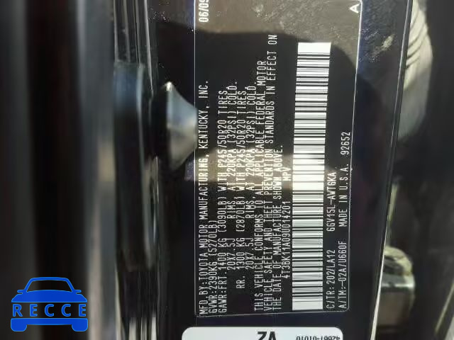 2009 TOYOTA VENZA 4T3BK11A09U014201 image 9