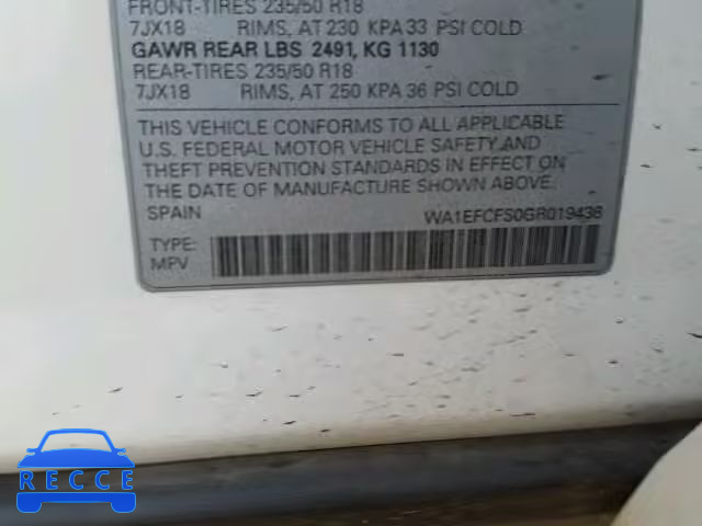 2016 AUDI Q3 2.0T PR WA1EFCFS0GR019436 image 9
