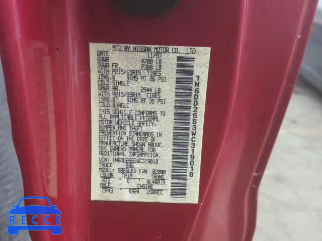 1998 NISSAN FRONTIER X 1N6DD26S3WC319018 image 9