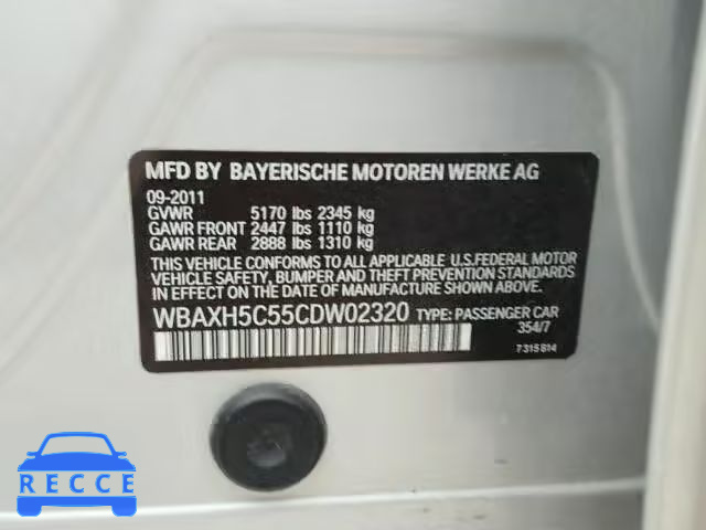 2012 BMW 528XI WBAXH5C55CDW02320 зображення 9