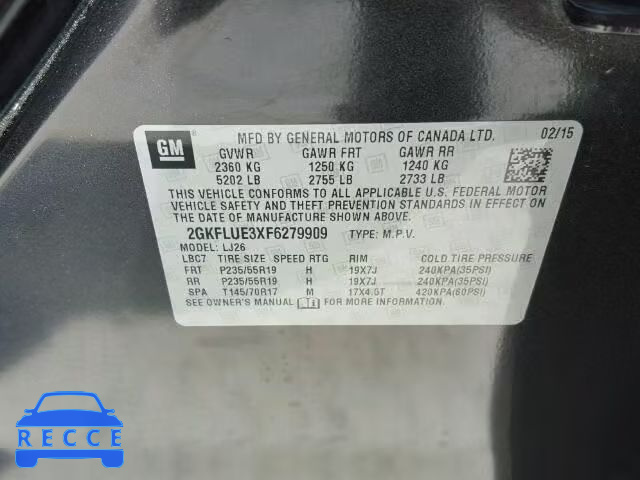 2015 GMC TERRAIN DE 2GKFLUE3XF6279909 image 9