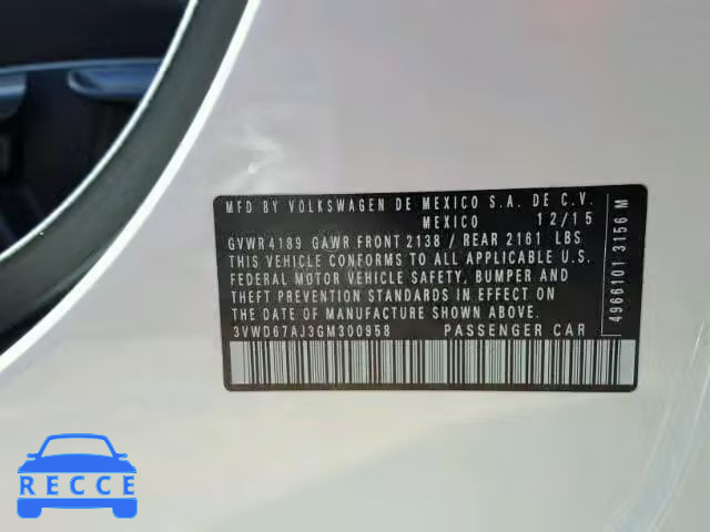 2016 VOLKSWAGEN JETTA SE 3VWD67AJ3GM300958 image 9